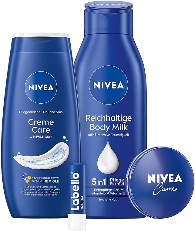 Pflegeset für Männer - NIVEA Classic Love Gift Set (sh/gel/250ml + b/milk/400ml + lip/balm/5,5ml + f/cr/30ml) — Bild N2