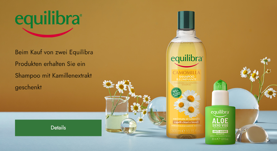 Beim Kauf von zwei Equilibra Produkten erhalten Sie ein Shampoo mit Kamillenextrakt geschenkt