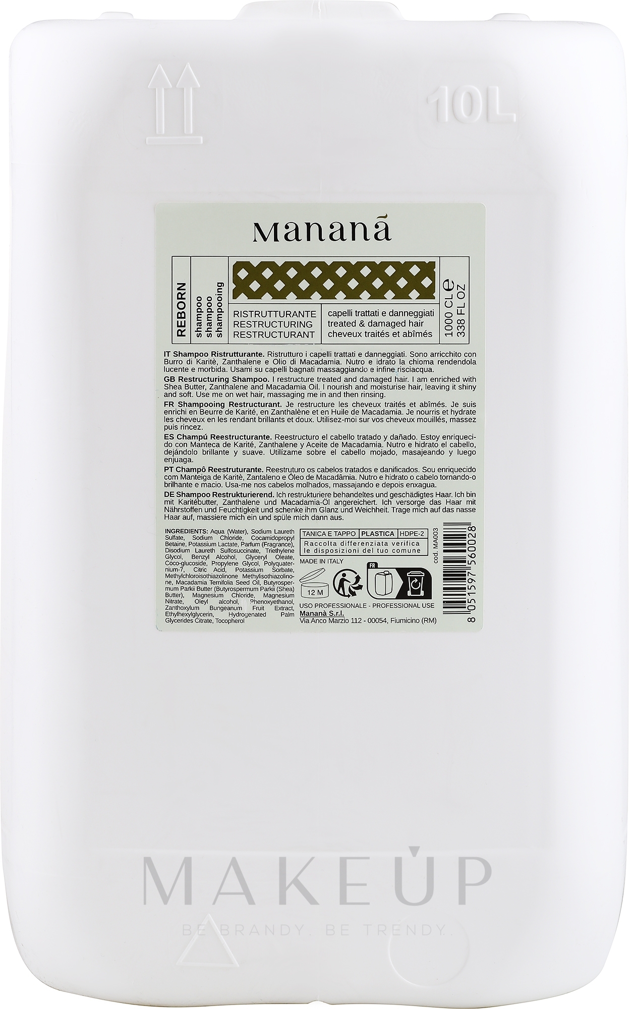 Shampoo für geschädigtes Haar - Manana Reborn Shampoo — Bild 10000 ml
