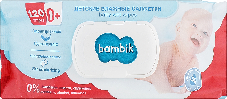 Feuchttücher für Babys mit Hafermilch 120 St. - Bambik Baby Wet Wipes — Bild N1