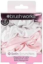 Düfte, Parfümerie und Kosmetik Satin-Haargummis rosa und weiß 4 St. - Brushworks Pink & White Satin Scrunchies 