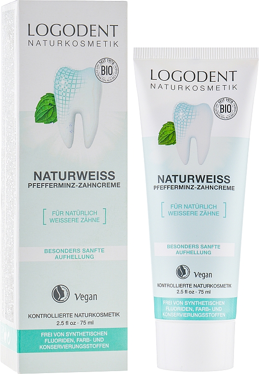 Bio-Zahnpasta - Logona Logodent Naturweiss Peppermint Toothpaste — Bild N1