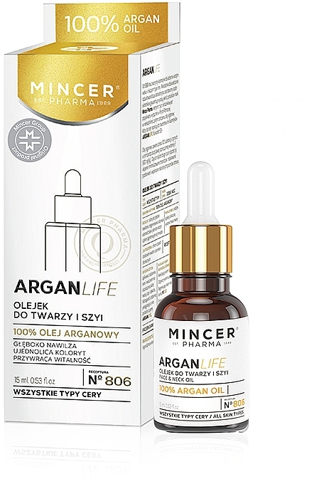 100% Arganöl für Gesicht, Hals und Dekolleté - Mincer Pharma ArganLife Face & Neck Oil Huile Visage Decollete