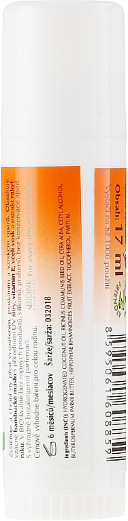 Schützender und regenerierender Lippenbalsam mit Vitamin E - Bione Cosmetics Sea Buckthorn Lip Balm — Bild N2