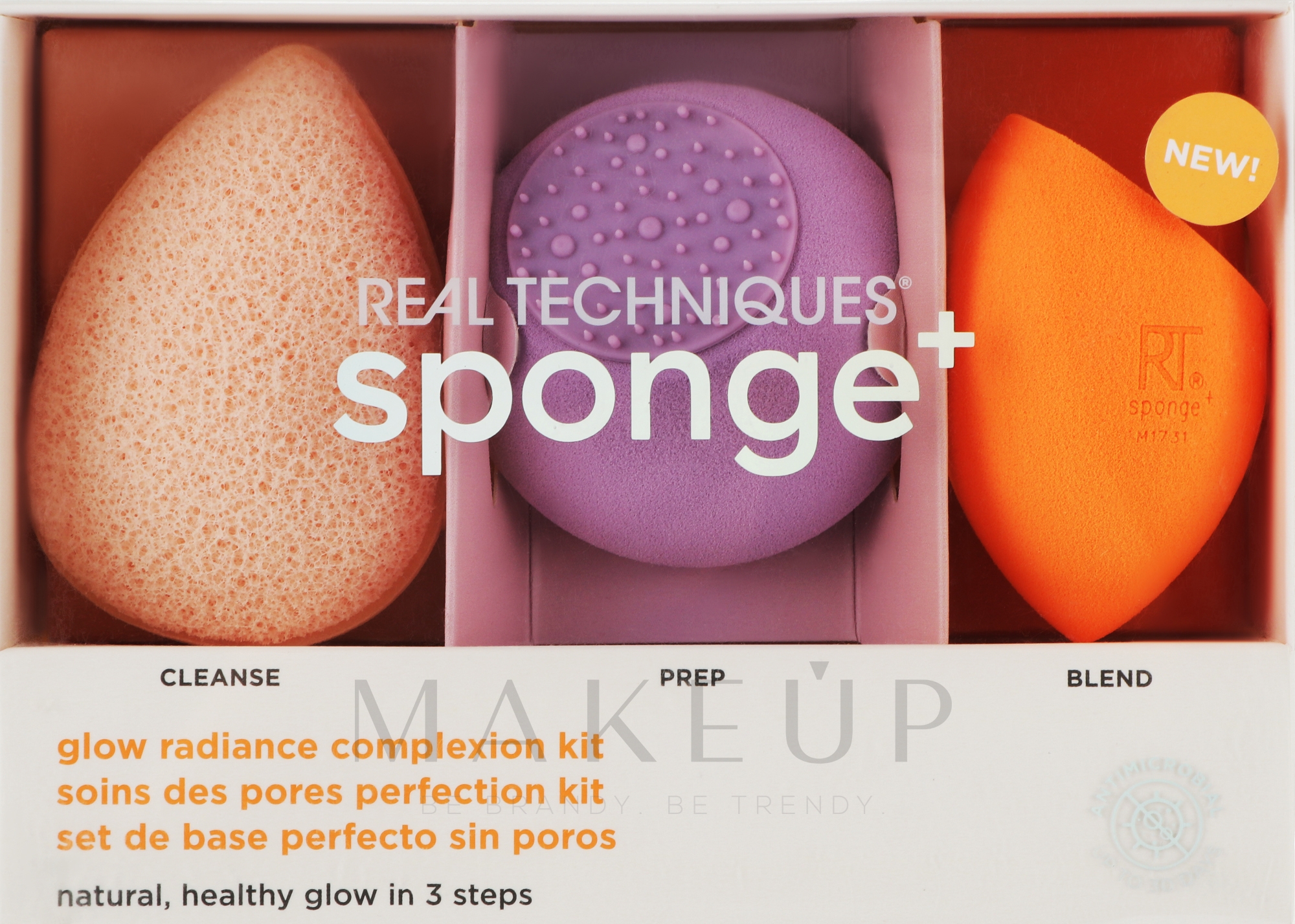 Schminkschwämme Sponge+ 3 St. - Real Techniques Sponge Set Glow Radiance Complexion Kit — Bild 3 St.