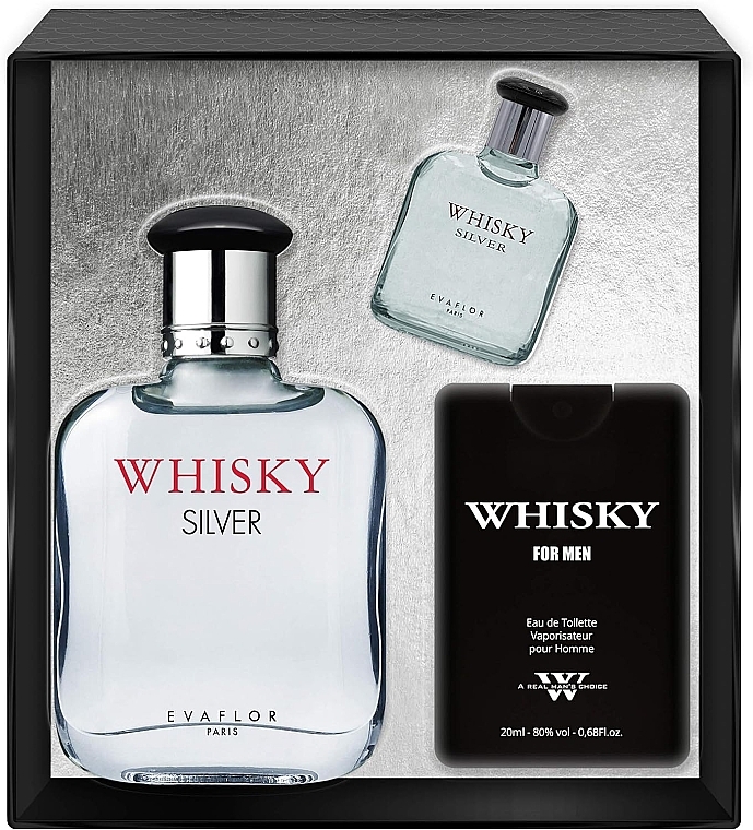 Evaflor Whisky Silver - Duftset (Eau de Toilette /100 ml + Eau de Toilette /20 ml + Eau de Toilette /7.5 ml)  — Bild N1