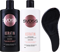 Haarpflegeset - Syoss Keratin Set (Shampoo 440ml + Conditioner 440ml + Haarbürste 1 St.) — Bild N2