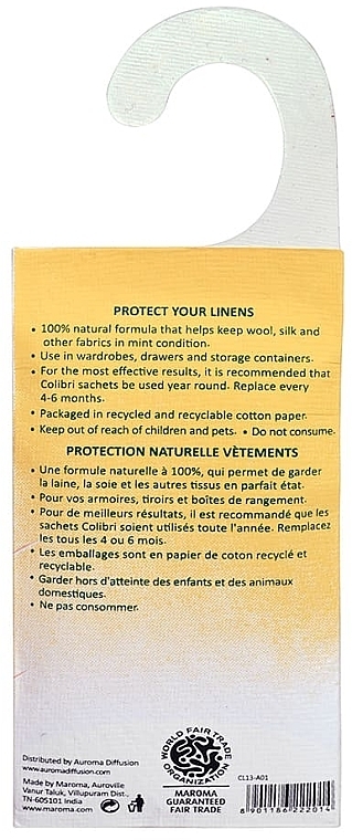 Duftsäckchen für den Kleiderschrank Zitronengras - Maroma Colibri Hanging Sachet Lemongrass — Bild N2