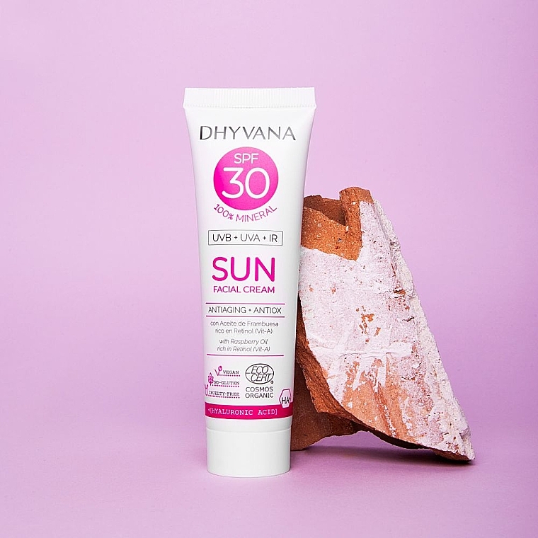 Sonnenschutzcreme SPF30 - Dhyvana Raspberrry Oil & Hyaluronic Acid SUN Mineral Anti-Aging Cream — Bild N3