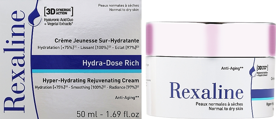 Ultra feuchtigkeitsspendende Gesichtscreme für normale bis trockene Haut - Rexaline Hydra 3D Hydra-Dose Rich Cream — Bild N2
