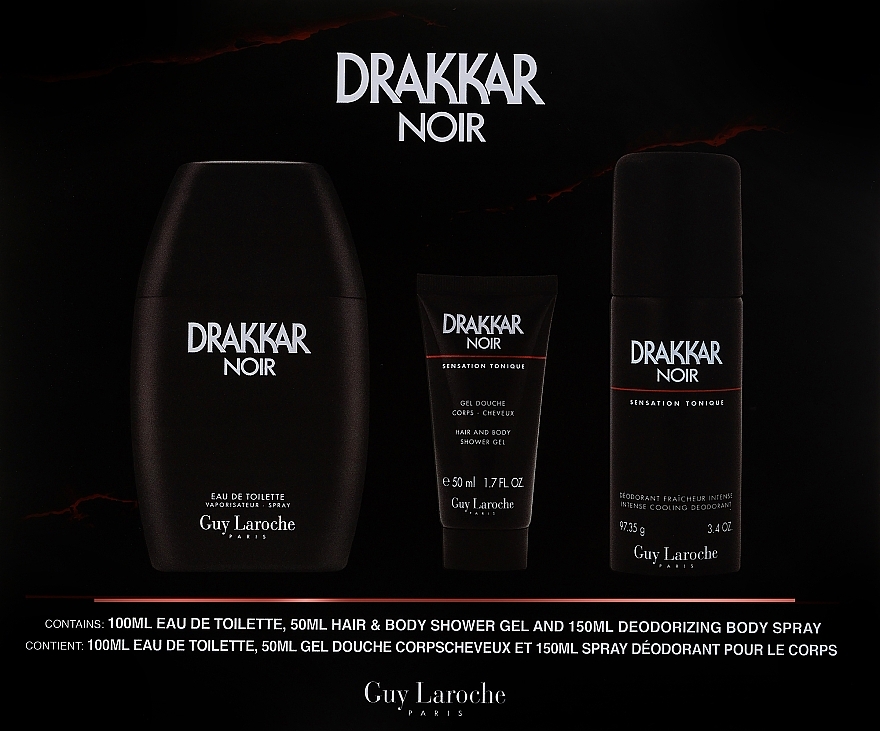 Guy Laroche Drakkar Noir - Duftset (Eau de Toilette 100ml + Duschgel 50ml + Deospray 150ml) — Bild N1