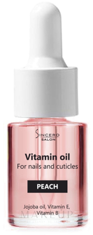 Vitaminöl für Nägel mit Pfirsich - Sincero Salon Vitamin Nail Oil Peach — Bild 10 ml