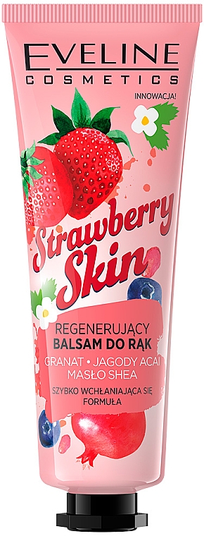 Regenerierende Handcreme mit Granatapfel, Acai-Beere und Sheabutter - Eveline Cosmetics Strawberry Skin — Bild N1
