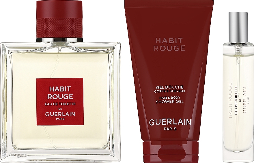 Guerlain Habit Rouge - Set (Eau de Parfum/100 ml + Duschgel/75 ml + Eau de Toilette/10 ml) — Bild N1