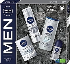 Düfte, Parfümerie und Kosmetik NIVEA MEN Silver Protect (Rasierschaum 200ml + After Shave Balsam 100ml + Deo Roll-on 50ml + Duschgel 250ml) - Körperpflegeset