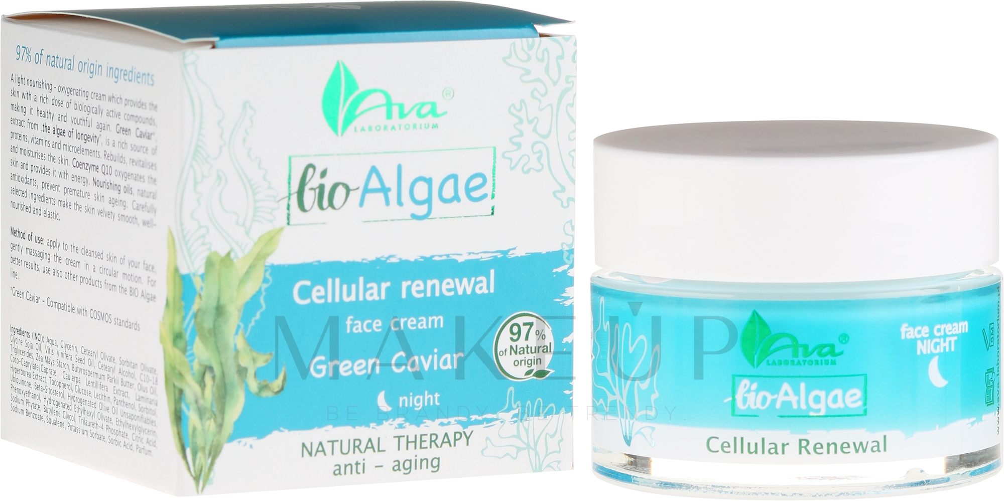 Anti-Aging Nachtcreme mit grünem Kaviar - AVA Laboratorium Bio Alga Night Cream — Bild 50 ml