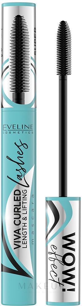 Wimperntusche für mehr Volumen - Eveline Cosmetics Viva Curled Lashes Mascara Length And Lifting — Foto Black