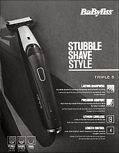 Bart- und Schnurrbartschneider T880E - BaByliss Stubble Shave Style Triple S — Bild N2
