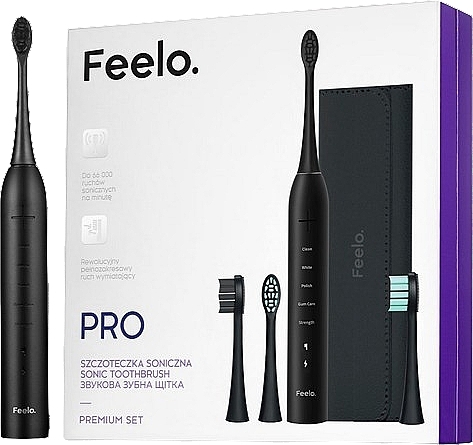 Elektrische Zahnbürste schwarz - Feelo Pro Sonic Toothbrush Premium Set  — Bild N1