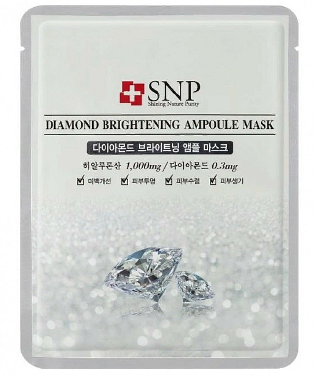 Aufhellende Tuchmaske für das Gesicht mit Diamantpulver - SNP Diamond Brightening Ampoule Mask — Bild N1
