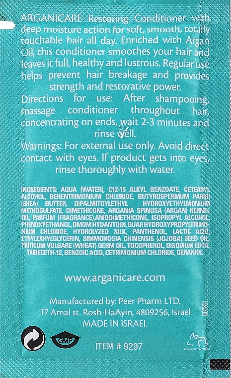 GESCHENK! Conditioner für trockenes und geschädigtes Haar - Arganicare Shea Butter Conditioner For Dry And Damaged Hair (Probe) — Bild N2