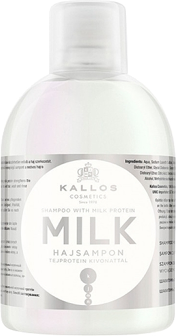Pflegendes Shampoo mit Milchprotein-Essenz für trockenes und strapaziertes Haar - Kallos Cosmetics Milk Protein Shampoo