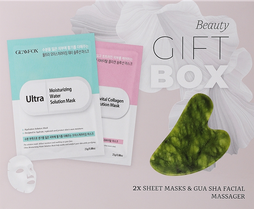 Gesichtspflegeset - Glamfox Beauty Gift Box (Maske 2x25ml + Massager 1 St.)  — Bild N1