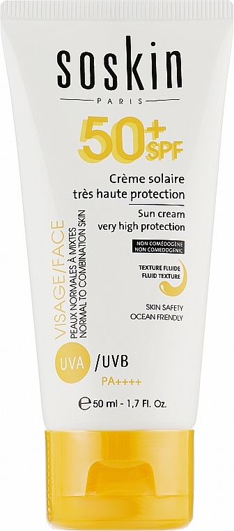 Sonnenschutz-Gesichtsflüssigkeit SPF 50+ - Soskin Sun Cream Very High Protection SPF50+ — Bild N2