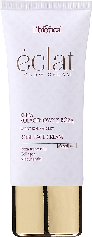 Pflegende Anti-Aging Gesichtscreme mit Kollagen, Niacinamid und französischem Rosenextrakt - L'biotica Eclat Clow Cream — Bild N2