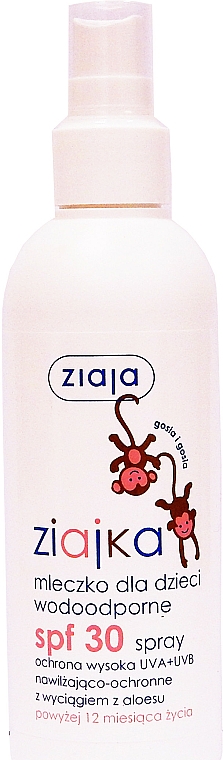 Wasserfestes und feuchtigkeitsspendendes Sonnenschutzmilch-Spray für Kinder mit Aloeextrakt SPF 30 - Ziaja Ziajka Body Milk Spray for Kids spf 30