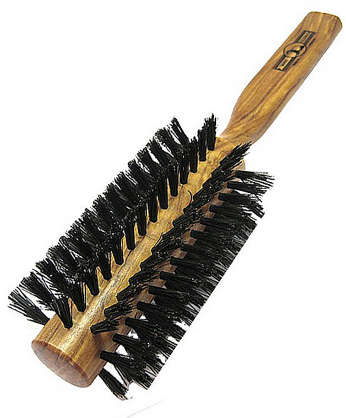 Haarbürste rund 21,5 cm Olivenholz - Golddachs — Bild N1