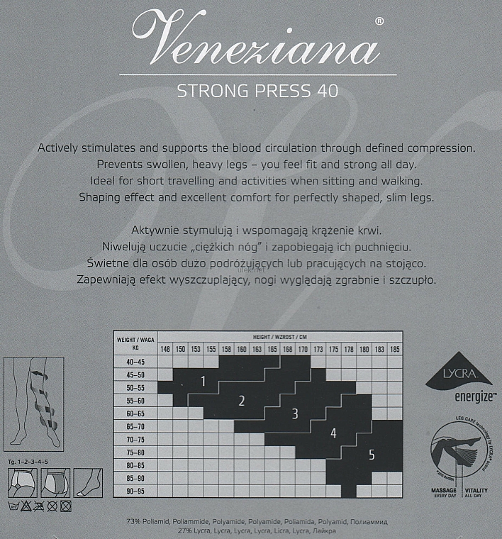 Strumpfhose für Damen Strong press 40 Den nero - Veneziana — Bild N2