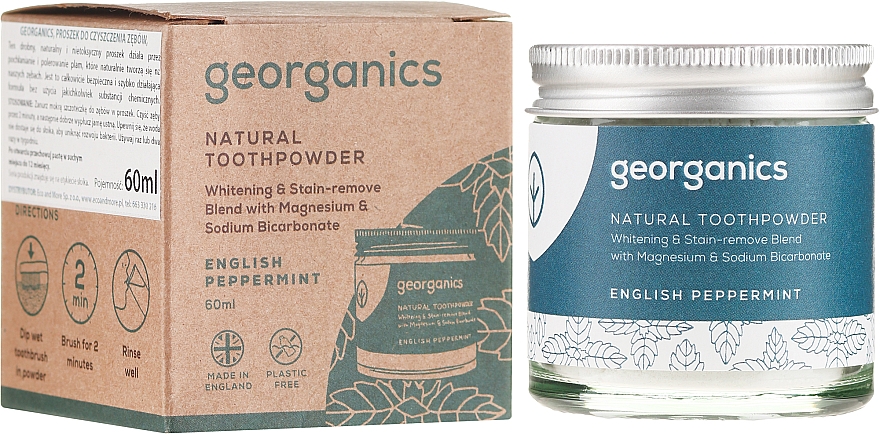 Aufhellendes natürliches Zahnpulver mit englischem Pfefferminzgeschmack - Georganics English Peppermint Natural Toothpowder — Bild N1