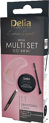 Delia Cosmetics Multi Set - Augenbrauen-Multiset (Augenbrauenpomade 1g + Augenbrauenpinzette 1 St. + Augenbrauenschablonen 3 St.) — Bild N1