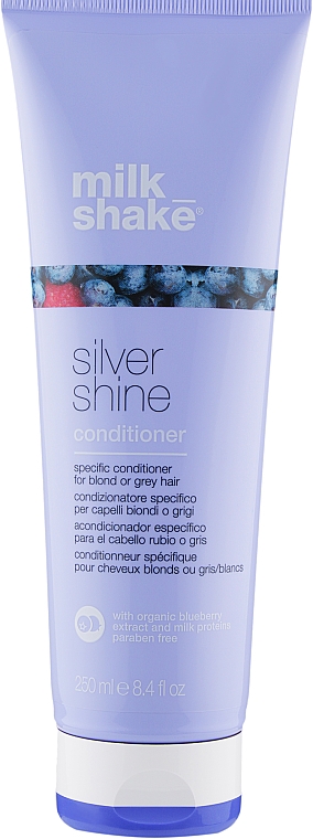 Conditioner für gebleichtes und graues Haar mit Bio-Blaubeere und Milchproteinen - Milk Shake Silver Shine Conditioner — Bild N1