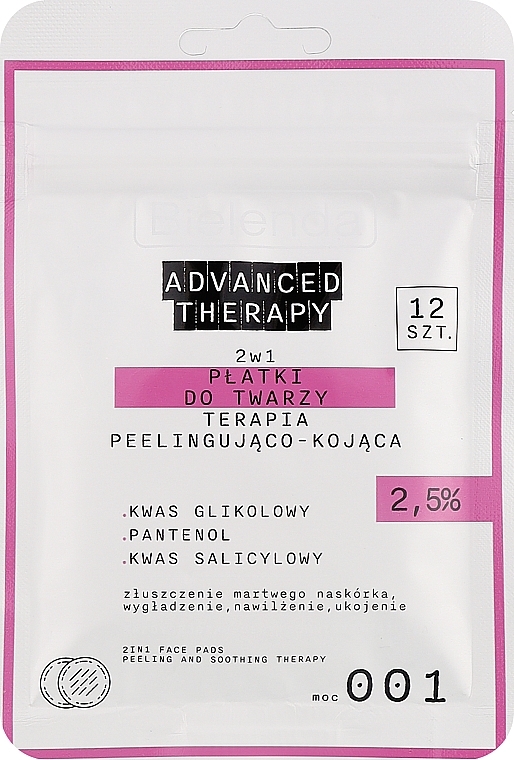 2in1 Gesichtspads 12 St. - Bielenda Advanced Therapy 2 In 1 Face Pads Peeling And Soothing Therapy 001 — Bild N1