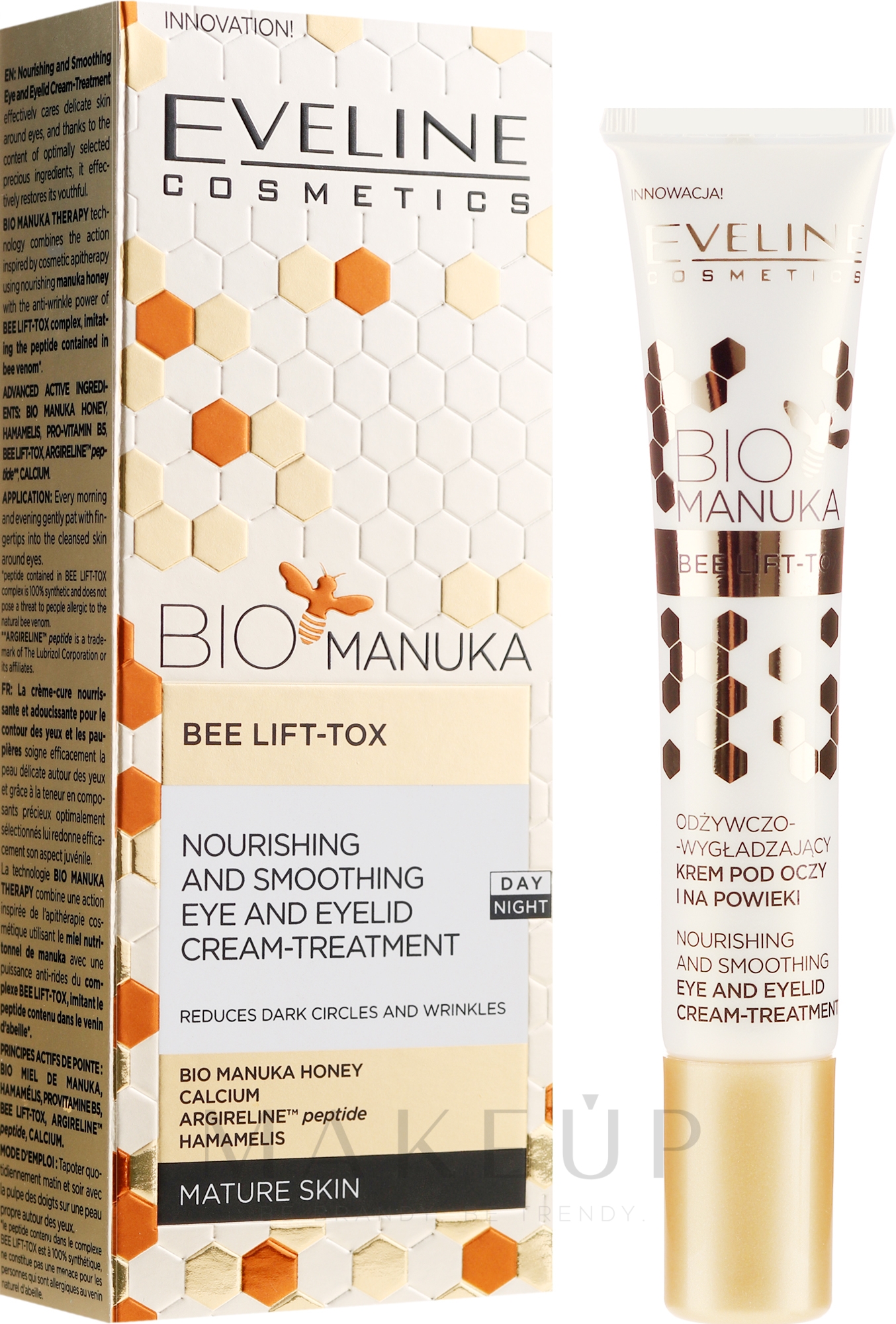 Pflegende und glättende Creme für die Augenpartie - Eveline Cosmetics Bio Manuka Bee Lift-tox — Bild 20 ml