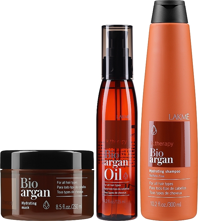 Haarpflegeset mit Arganöl - Lakme K.Therapy Bio Argan Consumer Pack (Shampoo 300ml + Haarmaske 250ml + Haaröl 125ml) — Bild N2