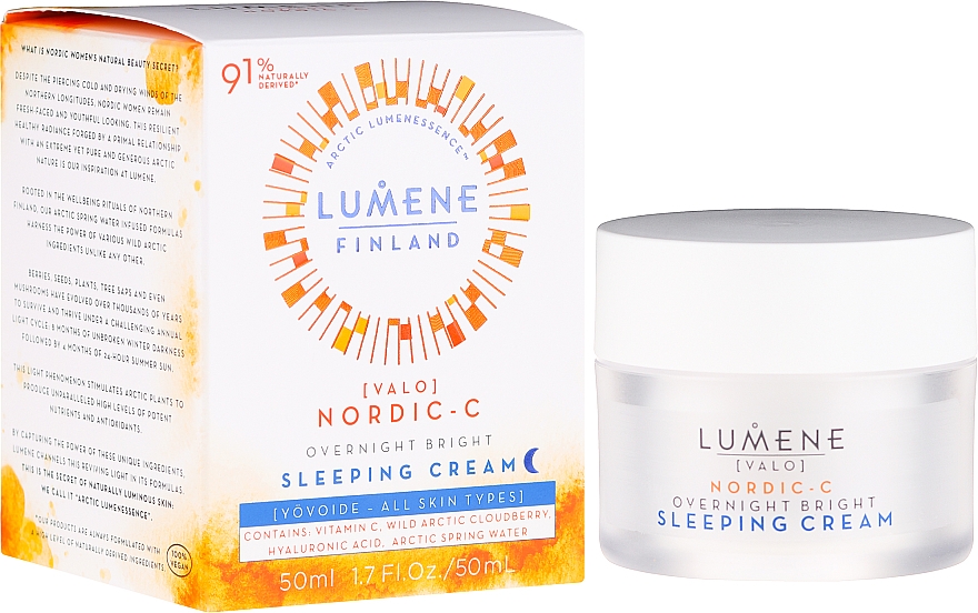 Aufhellende und feuchtigkeitsspendende Nachtcreme mit Vitamin C - Lumene Valo Overnight Bright Vitamin C Sleeping Cream