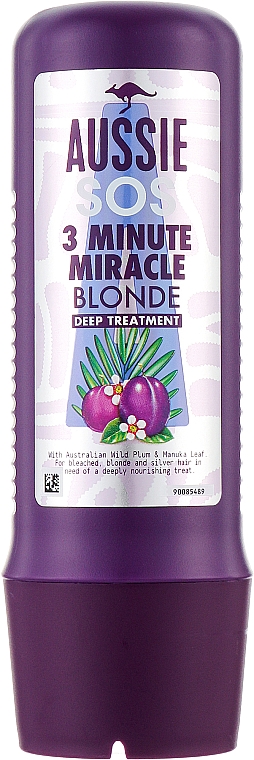 3-Minuten-Wunder-Haarmaske für blondes und graues Haar mit australischer Wildpflaume und Manukablatt - Aussie 3 Minute Miracle Blonde Deep Treatment — Bild N1