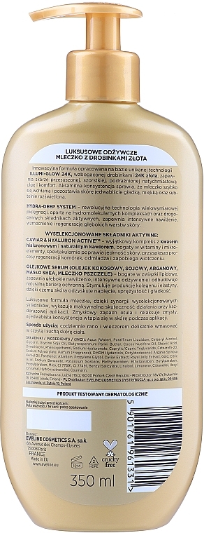 Körperlotion mit Goldpartikeln für trockene Haut - Eveline Cosmetics Luxury Expert 24K Gold Body Milk — Bild N2