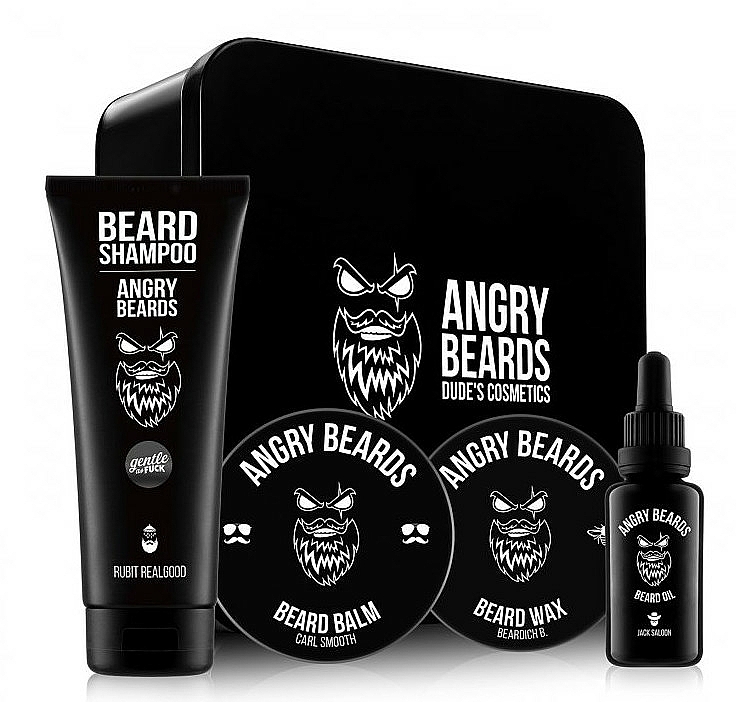 Bartpflegeset - Angry Beards Saloon (Bartshampoo 250ml + Bartöl 30ml + Bartbalsam 50ml + Bartwachs 30ml) — Bild N1
