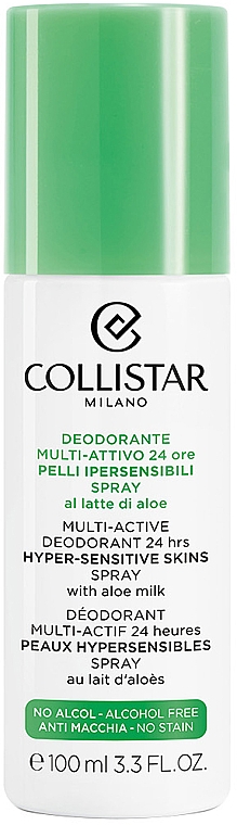 Deospray für sehr empfindliche Haut mit Aloemilch ohne Alkohol - Collistar Multi-Active Deodorant 24 Hours — Bild N1