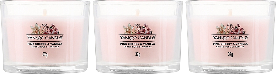 Duftkerzen-Set Rosa Kirsche und Vanille - Yankee Candle Pink Cherry & Vanilla (candle/3x37g) — Bild N2