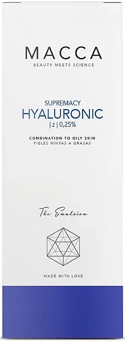 Feuchtigkeitsemulsion für Mischhaut und fettige Haut - Macca Supremacy Hyaluronic 0,25% Emulsion Combination To Oily Skin — Bild N2