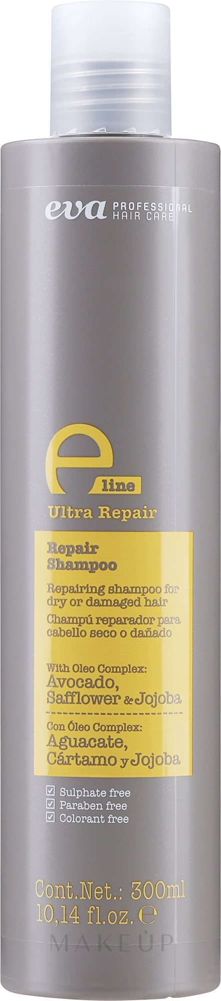 GESCHENK! Revitalisierendes Shampoo für trockenes und geschädigtes Haar - Eva Professional E-Line Repair Shampoo — Bild 300 ml