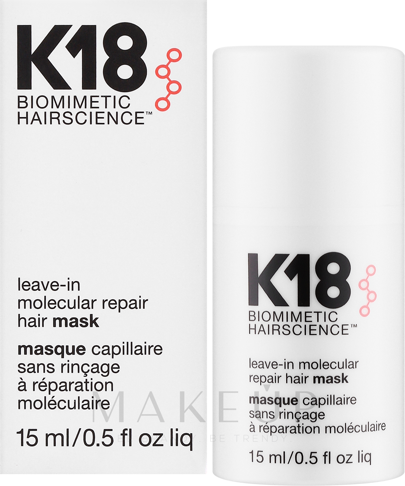 Regenerierende Haarmaske ohne Ausspülen - K18 Hair Biomimetic Hairscience Leave-in Molecular Repair Mask — Bild 15 ml