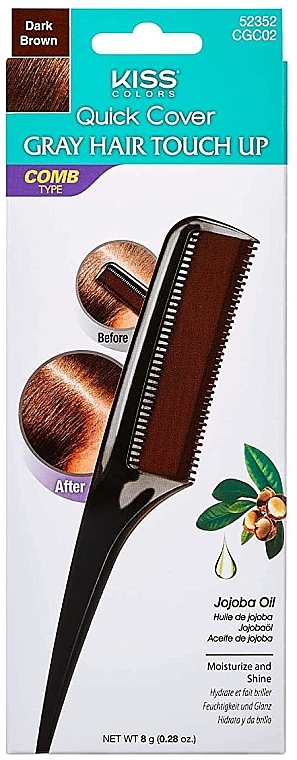 Haarkamm dunkelbraun - Kiss Quick Cover Gray Hair Touch Up Comb Dark Brown — Bild N1