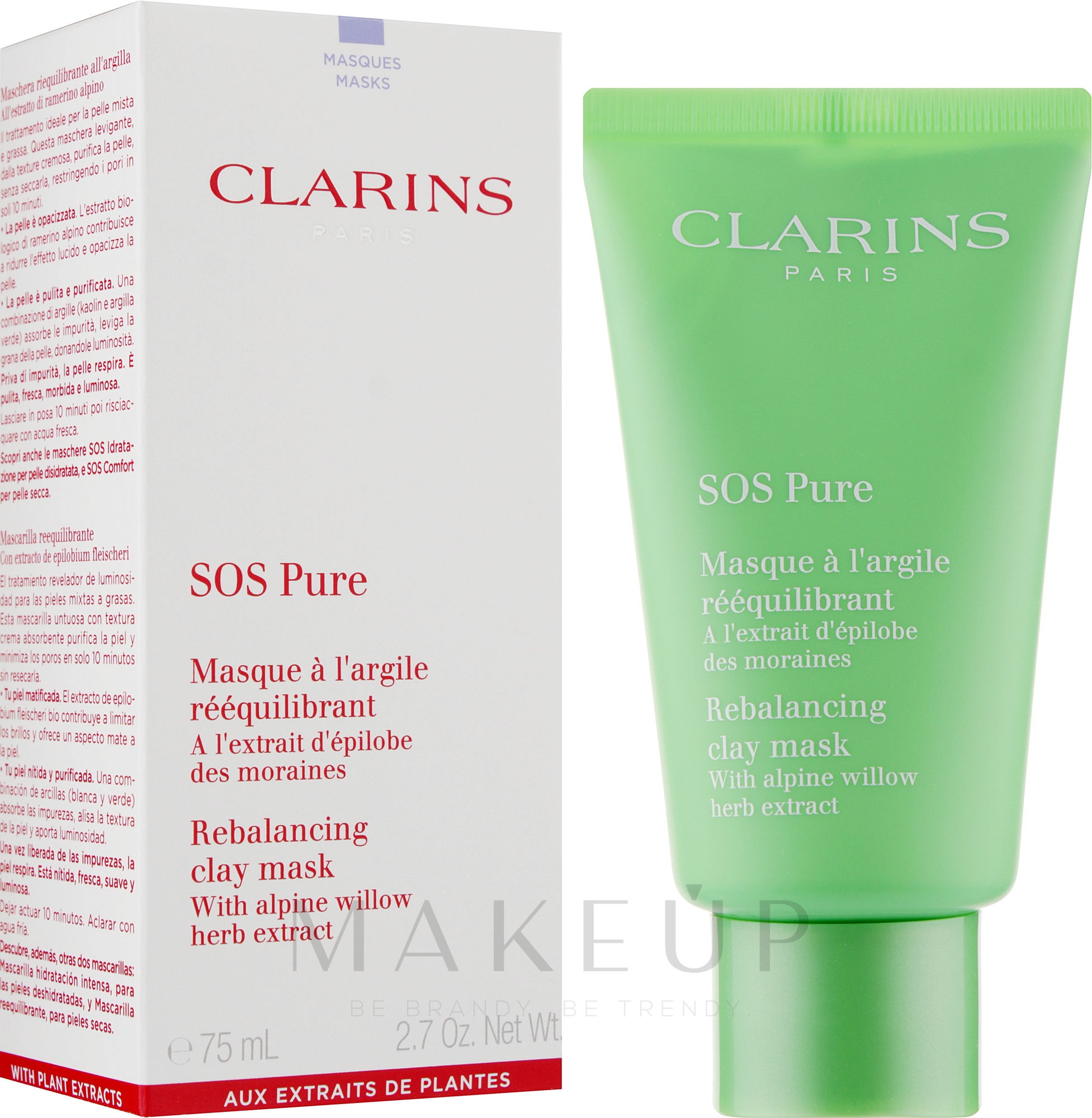 Gesichtsreinigungsmaske - Clarins SOS Pure Emergency Mask with Rebalancing Clay — Bild 75 ml