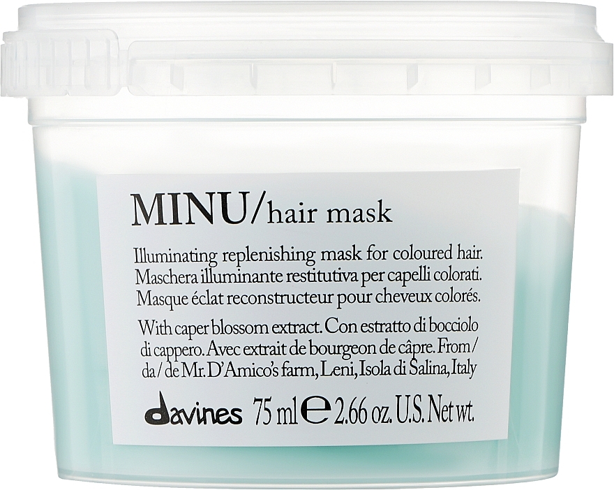 Nährende feuchtigkeitsspendende und farbschützende Maske für gefärbtes Haar - Davines Minu Mask  — Bild N1